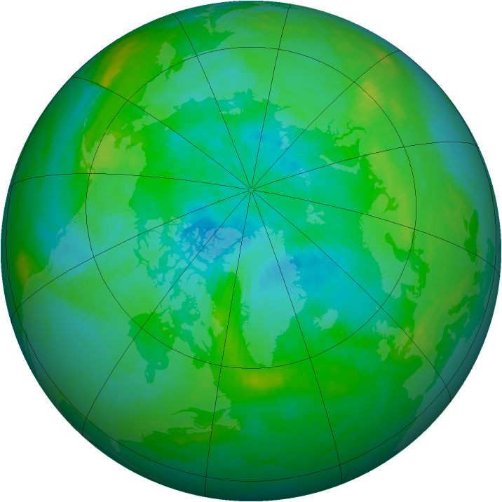 Arctic ozone map for 25 August 1984